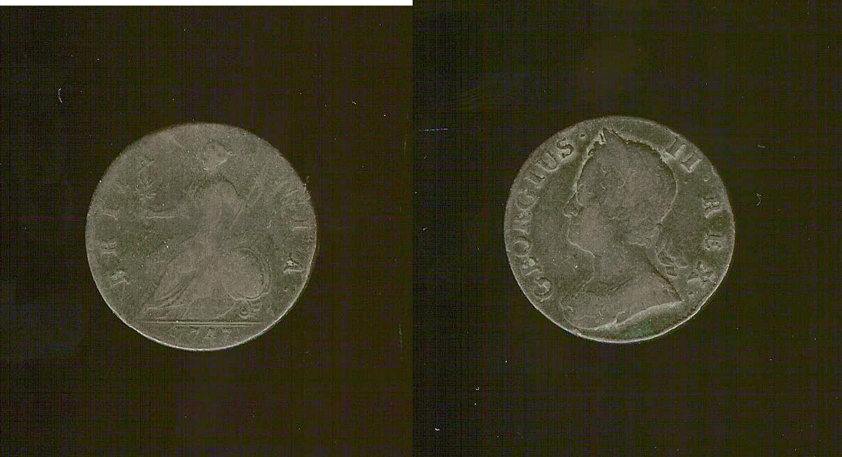 ROYAUME-UNI 1/2 Penny Georges II 1743 TB+